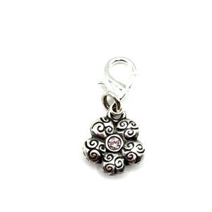 Brighton La Vie Flower Garden Etched Two-Sided Custom Silver Clip Charm